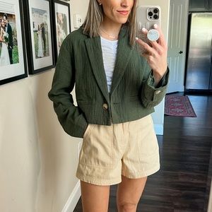 Madewell cropped linen blazer